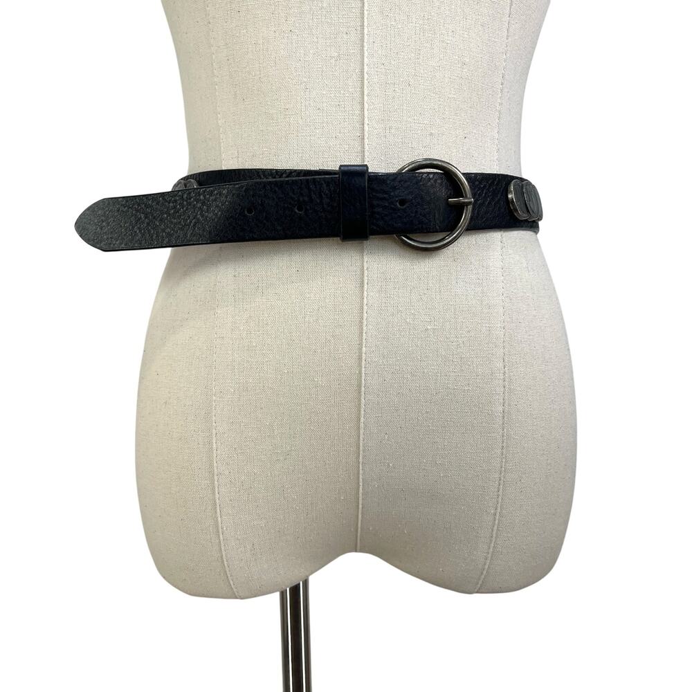 Tosca Blu  Black Leather Belt Silver Coins Witchcore 30 Waist